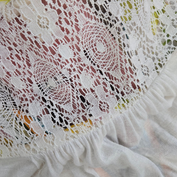 Tiny Anthropologie Yellow Floral Silk Lace Back Tank Top Boho Spring Size Small - Picture 6 of 7